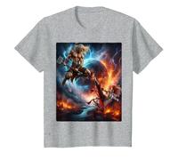 Thor Contre Loki T-Shirt, Enfant, Gris Chiné, 10 Ans