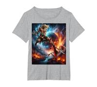 Thor Contre Loki T-Shirt, Femme Grandes Tailles, Gris Chiné, 4X
