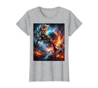 Thor Contre Loki T-Shirt, Femme, Gris Chiné, XL