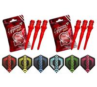 THOR-DARTS L-Style Lot de 2 pointes de fléchettes (2 x 30 pièces + 1 jeu d'ailettes) Rouge Premium ShortLip 2BA Filetage standard en plastique souple (lot de 60)