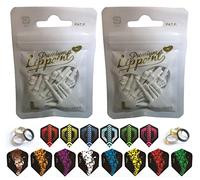 THOR-DARTS Lot de 2 paquets de 30 pointes de fléchettes style L (2 x 30 pièces + 1 jeu d'ailettes), blanc de qualité supérieure, filetage standard 2BA