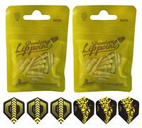THOR-DARTS Lot de 2 pointes de fléchettes L-Style (2 x 30 pièces + 1 jeu d'ailettes) Jaune Premium Premium Lippoint 2BA Filetage standard, Plastic Soft Tip Points de fléchettes (lot de 60) 2BA Thread