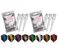 THOR-DARTS Lot de 2 pointes de fléchettes L-Style (2 x 50 pièces + 1 jeu d'ailettes) blanches Lippoint USA 2BA - Filetage standard - Plastic Soft Tip Points de fléchettes (lot de 100) - 2BA Thread