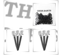 THOR-DARTS TD_MS2_SIBL Convertisseur Mixte-Adulte, Argent/Noir, 2 Set (6 Stück)