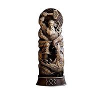 Thor Figurine de dieux nordiques - Statue scandinave en résine de la mythologie viking - Figurine décorative détaillée du panthéon nordique - Figurine de dieu puissante - Décoration familiale - Pour