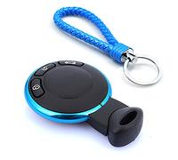 Thor-ind Clé télécommande en alliage d'aluminium Anneau de protection de remplacement pour clé Bague RIM Trim Coque porte-clés Clé de voiture Accessoires de décoration pour BMW Mini Cooper JCW R55 R56 R57 R58 R59 R60, bleu ciel