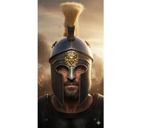 Thor Instruments. Co grec Corinthian casque Noir avec finition antique Blanc Plume objets de collection