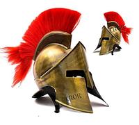 THOR INSTRUMENTS Réplique du casque du film médiéval Spartan King Leonidas 300 Plume rouge rustique vintage décoration d'intérieur Cadeaux
