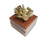 THOR INSTRUMENTS Sextant Capitaine en laiton de 10,2 cm avec boîte en bois dur rustique vintage Décoration d'intérieur Cadeaux