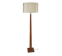THOR-Lampadaire droit bois foncé Abat-jour: cylindre tissu beige 1 ampoule E27 inspiration nordique P45xD45xH156cm