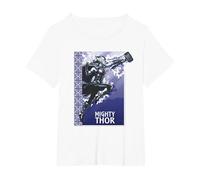 Thor Love & Thunder Mighty Thor T-Shirt, Femme Grandes Tailles, Blanc, 1X