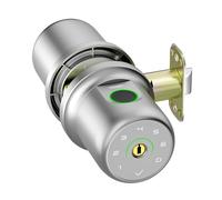 ThorBolt Serrure de porte à empreintes digitales avec clavier biométrique bouton de porte autobloquant 4 piles alcalines AAA Serrure de porte intérieure pour chambre à coucher, garage, bureau, porte