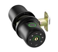 ThorBolt Serrure de porte à empreintes digitales avec clavier biométrique bouton de porte autobloquant 4 piles alcalines AAA Serrure de porte intérieure pour chambre à coucher, garage, bureau