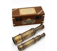 Thoreau's Go Confidently Télescope en laiton gravé avec boîte en bois, cadeau de remise de diplôme, cadeau pour garçons