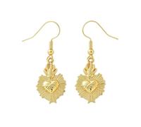 Thorn Flame Earrings, Gold Plated Copper Heart Dangle Earrings, Vintage Light Luxury Small Design Women Jewelry for Daily Party