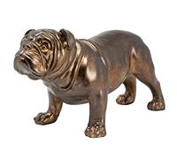 THORNE ANTIQUES AND COLLECTABLES Sculpture en résine bronzée de la race populaire de bouledogue britannique | Décoration classique en forme de chien debout avec finition bronze antique