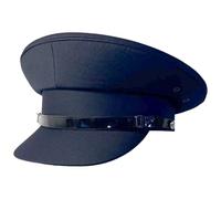 Thorness Bonnet de chauffeur bleu marine, chapeau rond classique, polyester, bande PVC, bandeau en similicuir, taille 57 cm, idéal pour un look professionnel et élégant, bleu marine, M