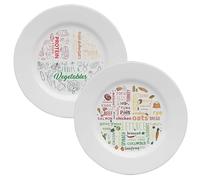 Thorness Lot de 2 assiettes colorées en mélamine pour adultes pour encourager une alimentation saine, assiette diététique en mélamine divisée visuellement pour minceur et perte de poids, 31302