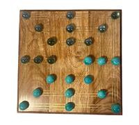 Thorness Nine Mans Morris Jeu de marbre - Planche en bois et 20 billes de verre - 20 cm x 20 cm - Jeu de stratégie à 2 joueurs - À partir de 18 ans