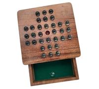 Thorness Solitaire en bois avec tiroir pour ranger les billes | Jeux de voyage | Jeux stratégiques et traditionnels | Parfait pour les adultes et la famille