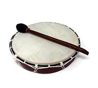 Thorness Tambour Chamanique avec Batteur, Bois, Peau de Chèvre Naturelle, Peint, Natural Wood