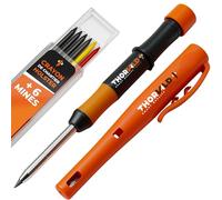 THORVALD Crayon Chantier EXTENSIBLE avec HOLSTER (+ 7 MINE Multi-Supports + Taille Mine) Porte Mine pour Menuisier, Bricolage, Dessin, Tracer sur Bois Metal, Béton, Carrelage