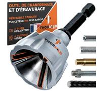 THORVALD Ébavureur Chanfrein Extérieur Lame Carbure de Tungstène - Outil d'Ébavurage Vis, Tige Filetée, Métal, Tube, PVC, Impression 3D - Ø 3 à 19 mm - Notice + Tutoriel Vidéo
