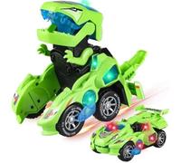 THOTCOC Voiture Dinosaures Enfant Jouet,Transformers Jouets Vert Dinosaure Transformable Jouets pour Enfants 3-6 Ans