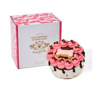 Thoughtfully Pets Gâteau d'anniversaire pour Chiens - Joyeux Anniversaire pour Chiens - Gâteau d'anniversaire décoré avec du glaçage et des Paillettes - Rose, Environ 15 cm