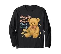 Thoughts and Prayers Don't Work Sad Bear Dark Humor Manche Longue
