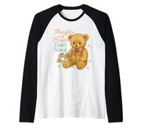Thoughts and Prayers Don't Work Sad Bear Dark Humor Manche Raglan