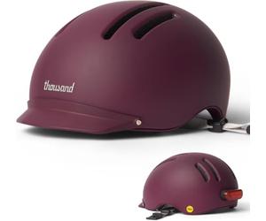 Thousand Chapter Casque de Vélo Adulte - Protection MIPS et PopLock Antivol Casque - Conception Légère et Ventilée avec Feu Arrière LED - Idéal pour Cyclisme Urbain et Route - Chapter Deep Burgundy, L