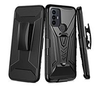 Thousand Gear Coque pour TCL 30SE 5G, TCL 305/TCL 306 avec protecteur d'écran, clip de ceinture pivotant avec béquille et béquille - Protection intégrale résistante aux chocs (noir)