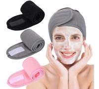 THQAE 3 Pièces Bandeaux Maquillage, Bandeaux Cheveux Femme, Bandeaux de Capillaire Réglables avec Fermeture Velcro, Idéal pour Maquillage, Sport, Yoga, Spa et Soins du Visage