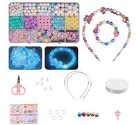 THQAE 350 Pcs perles pour bracelet, kit fabrication bijoux, Perles Pour Bracelet Kit Bijoux Creation Adulte Creation Bijoux avec DIY Bracelet Collier Pendentif Charmes en Cristal,en Jade Imitant