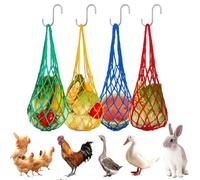 THQAE 4 Pcs filets de nourriture pour poulet à suspendre, accessoires pour poulailler, distributeur automatique de nourriture pour poules, canards, oies et autres oiseaux en plein air