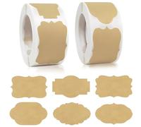 THQAE 500pcs Étiquettes Autocollantes en Papier Kraft, Parfait pour les Mariages, Cadeaux de Vacances et Cuisine, pour Pots De Confiture, Pots à éPices, Bouteilles