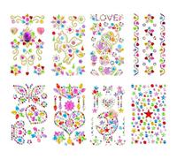 THQAE 8 Pcs strass autocollant, feuilles de strass autocollants, En acrylique, Multicolore, Motif licorne, Cadeaux pour filles, 5, 6, 7, 8, 9 ans, Pour bricolage, gourde, casquette de baseball
