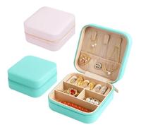 THQAE Lot de 2 Petite Boîte à Bijoux pour Filles et Femmes - Organisateur de Voyage en Cuir pour Boucles d'Oreilles, Colliers, Bagues - Cadeau de Mariage