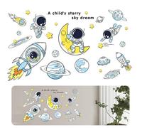 THQAE Stickers Muraux Enfants Espace Planete Autocollant Mural Fusée Astronaute Étoiles Décoration Murale Chambre Enfants Bébé Pépinière Salon