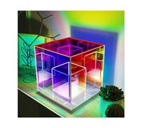 THRAKI Acrylique Cube Lights 15cm, LED Cube Lampe Lumineuse Maison Bureau Décoration Lampe De Table Infinity Miroir coloré RGB Veilleuse pour Party,Chambre, Salon,Salle à Manger
