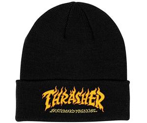 THRASHER FIRE LOGO BEANIE BLACK