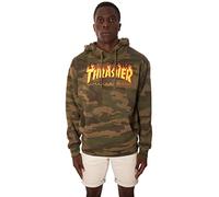 Thrasher Magazine Men's Flame Pullover Long Sleeve Hoodie Forest Camo Green S