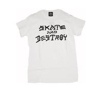 Thrasher, Homme, Tops, Gris, Taille: XL Skate & Destroy Tee Blanc/Noir