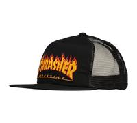 Thrasher Men's Embroidered Flame Logo Mesh Snapback Hat Black