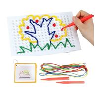 Thread Board Kids, Colorful Children Threading Toy, Craft Art Imagination Development, Cartoon Pattern Lacing Activity, Educational Parent Child Interactive Game for Boys and Girls