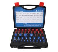 Thread Gauge Set, 44 Piece Aluminum Fastener Identifier with Metric and Inch Sizes, Color-Coded Checking Tool with Storage Case for Mechanical Maintenance, Red and Blue