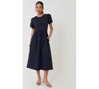 Threadbare Robe longue Threadbare en jersey à manches bouffantes en popeline mélangée Bleu EU 42 (UK 14)