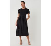 Threadbare Robe longue Threadbare en jersey à manches bouffantes en popeline mélangée Noir EU 40 (UK 12)