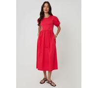 Threadbare Robe longue Threadbare en jersey à manches bouffantes en popeline mélangée Rouge EU 40 (UK 12)